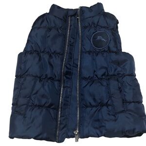 Tommy Bahama 12mo Puffy Vest Blue Zip Up, Pockets Sailfish Patch Infant Boy